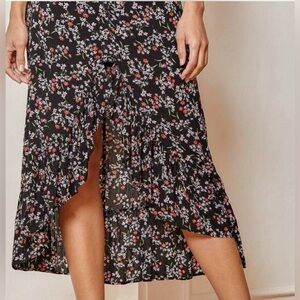 Black floral midi skirt